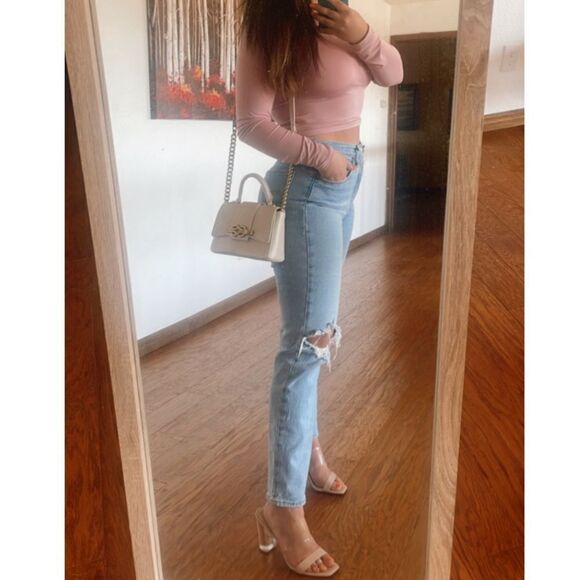 Light pink long sleeve crop top - Picture 3 of 5